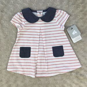 Just Born Top Size 3-6 Months Pink White Stripes